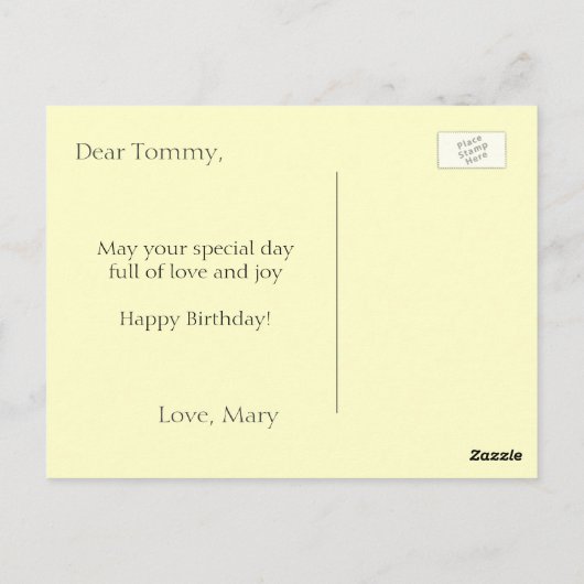 Carte Postale joyeuse fleur de tulipe jaune (Dos)