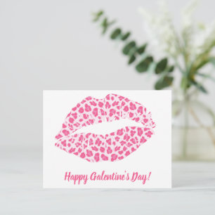 Carte Postale Joyeuse Galentine's Day ! Bisou de léopard rose