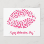 Carte Postale Joyeuse Galentine's Day ! Bisou de léopard rose (Devant)