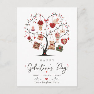 Carte Postale Joyeuse Galentine's Day Meilleure Amie Arbre de l'