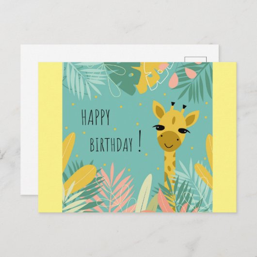 Carte Postale Joyeuse Girafe d'anniversaire (Devant / Derrière)