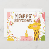 Carte Postale Joyeuse Giraffe d'anniversaire (Devant / Derrière)