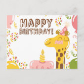 Carte Postale Joyeuse Giraffe d'anniversaire (Devant)