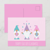 Carte Postale Joyeuse Gnomie de Pâques Jonglant des oeufs de Pâq (Devant / Derrière)