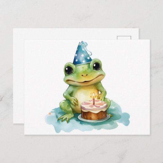 Carte Postale Joyeuse grenouille mignonne d'anniversaire (Devant / Derrière)