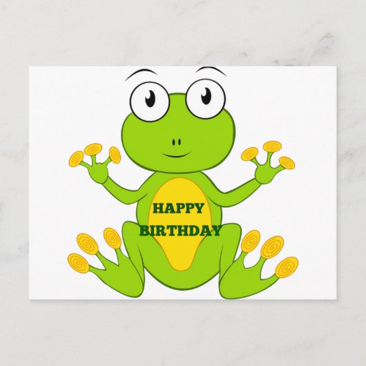 Carte Postale Joyeuse grenouille verte d'anniversaire (Devant)