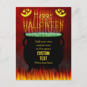 Carte Postale Joyeuse Halloween sorcières Cauldron Fire Custom