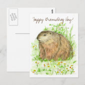 Carte Postale Joyeuse journée de la marmotte Marmotte Animal Art (Devant / Derrière)