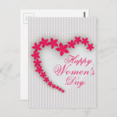 Carte Postale Joyeuse journée des femmes au coeur fleuri (Devant / Derrière)