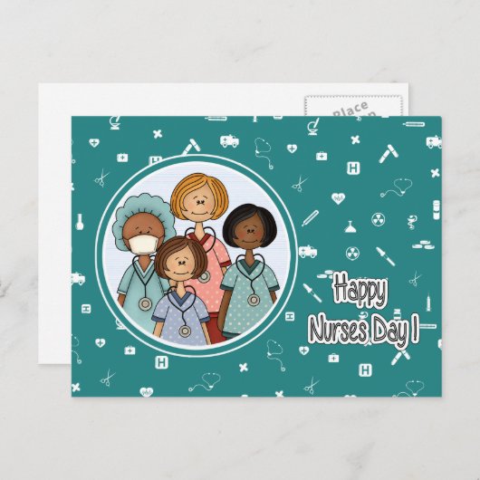 Carte Postale Joyeuse journée des infirmières (Devant / Derrière)