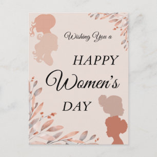 Carte Postale Joyeuse Journée internationale des femmes Feuillag
