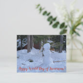Carte Postale Joyeuse Journée mondiale de Snowman ! (Debout devant)
