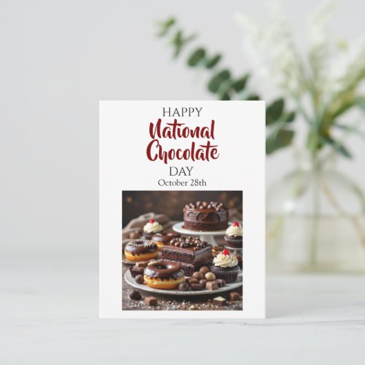 Carte Postale Joyeuse Journée nationale du chocolat | 28 octobre (Debout devant)