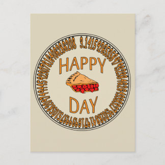 Carte Postale Joyeuse journée PI avec tranche de Pi
