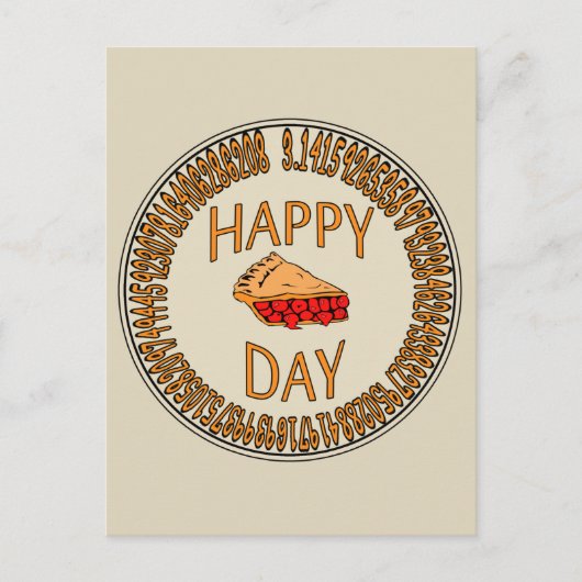 Carte Postale Joyeuse journée PI avec tranche de Pi (Devant)