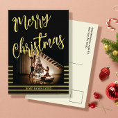 Carte postale Joyeuse Noël noir et or