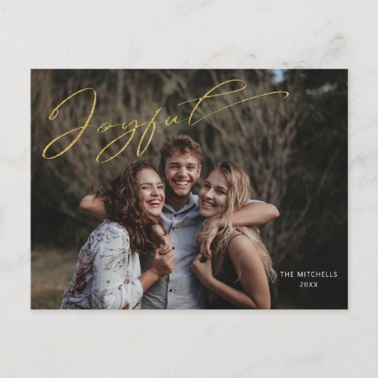 Carte Postale Joyeuse or moderne Calligraphie Script Photo (Devant)