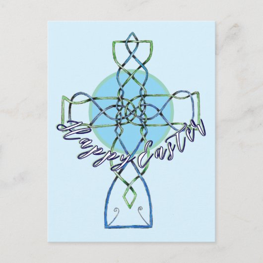 Carte postale Joyeuse Pâques Celtic Knot Cross (Devant)