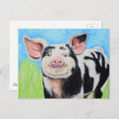 Carte Postale Joyeuse peinture de petit cochon (Devant / Derrière)