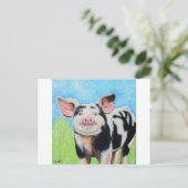 Carte Postale Joyeuse peinture de petit cochon (Debout devant)
