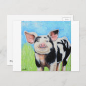 Carte Postale Joyeuse peinture de petit cochon (Devant / Derrière)