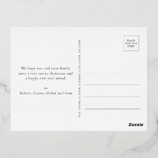 Carte postale Joyeuse Photo Gold Foil Holiday (Verso)