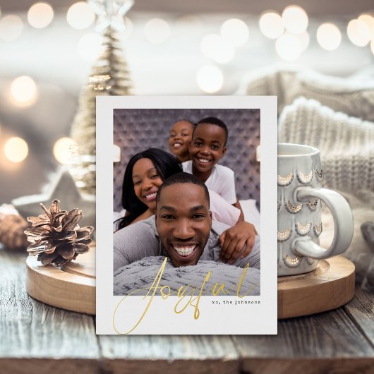 Carte postale Joyeuse Photo Gold Foil Holiday