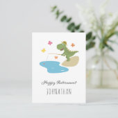 Carte Postale Joyeuse retraite joli dinosaure de dessin animé pê (Debout devant)