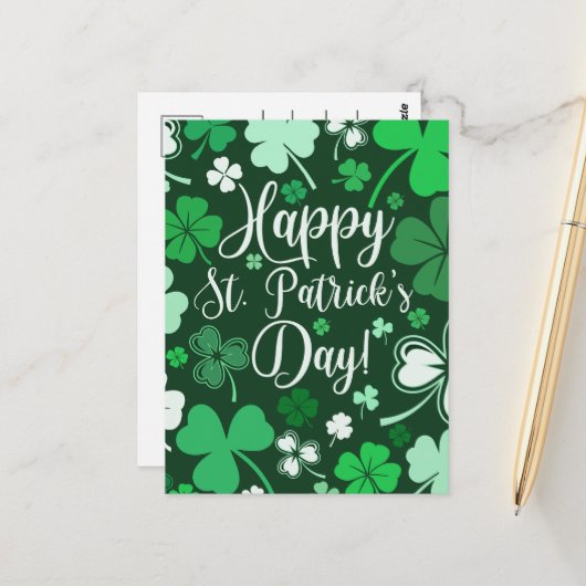 Carte Postale Joyeuse Saint-Patrick (Devant/Arrière en situation)