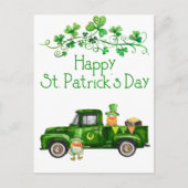 Carte Postale Joyeuse Saint-Patrick Camion Vert Gnomes (Devant)