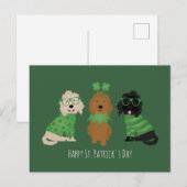 Carte Postale Joyeuse Saint-Patrick Chiens Goldendoodle (Devant / Derrière)