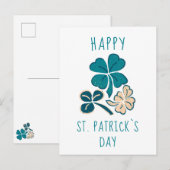 Carte Postale Joyeuse Saint-Patrick Clover Dessin de trèfle (Devant / Derrière)