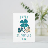 Carte Postale Joyeuse Saint-Patrick Clover Dessin de trèfle (Debout devant)