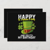 Carte Postale Joyeuse Saint-Patrick et oui c'est mon anniversair (Devant / Derrière)
