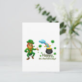 Carte Postale Joyeuse Saint-Patrick Leprechaun Arc-en-ciel  (Debout devant)