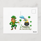 Carte Postale Joyeuse Saint-Patrick Leprechaun Arc-en-ciel  (Dos)