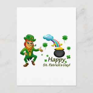 Carte Postale Joyeuse Saint-Patrick Leprechaun Arc-en-ciel 