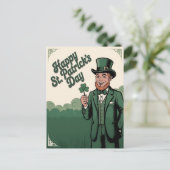 Carte Postale Joyeuse Saint-Patrick Leprechaun Vintage (Debout devant)