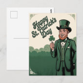 Carte Postale Joyeuse Saint-Patrick Leprechaun Vintage (Devant / Derrière)
