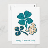 Carte Postale Joyeuse Saint Patrick`s day Clover Shamrock Dessin (Devant / Derrière)