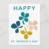 Carte Postale Joyeuse Saint Patrick`s day Clover Shamrock Dessin (Devant)