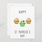 Carte Postale Joyeuse Saint Patrick`s day Muffins et Shamrock (Devant / Derrière)