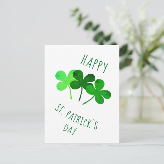 Carte Postale Joyeuse Saint Patrick`s day Shamrocks verts (Debout devant)