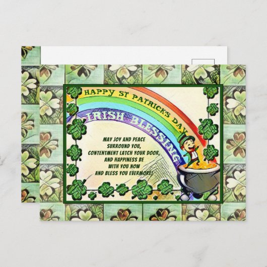Carte Postale Joyeuse Saint-Patricks Day (Devant / Derrière)