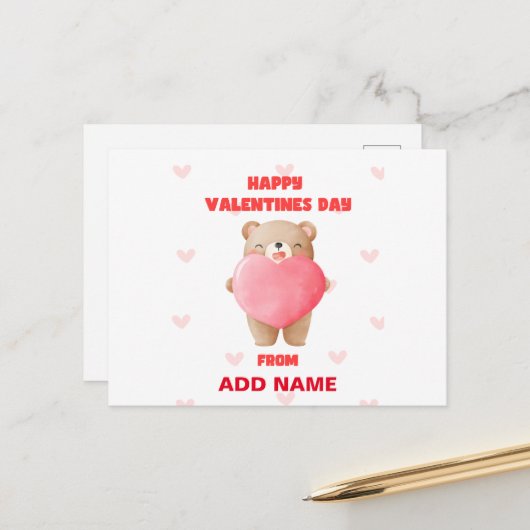 Carte Postale Joyeuse Saint-Valentin (Devant/Arrière en situation)