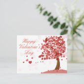 Carte Postale Joyeuse Saint-Valentin Arbre de cœur Rouge (Debout devant)