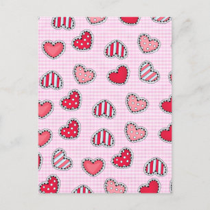 Carte Postale Joyeuse Saint-Valentin Cadeau Cœur Rouge Romantiqu