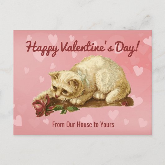 Carte Postale Joyeuse Saint-Valentin Chat Vintage (Devant)