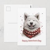 Carte Postale Joyeuse Saint-Valentin chien Samoyède (Devant / Derrière)