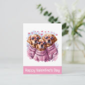 Carte Postale Joyeuse Saint-Valentin Chiens Retriever D'Or (Debout devant)